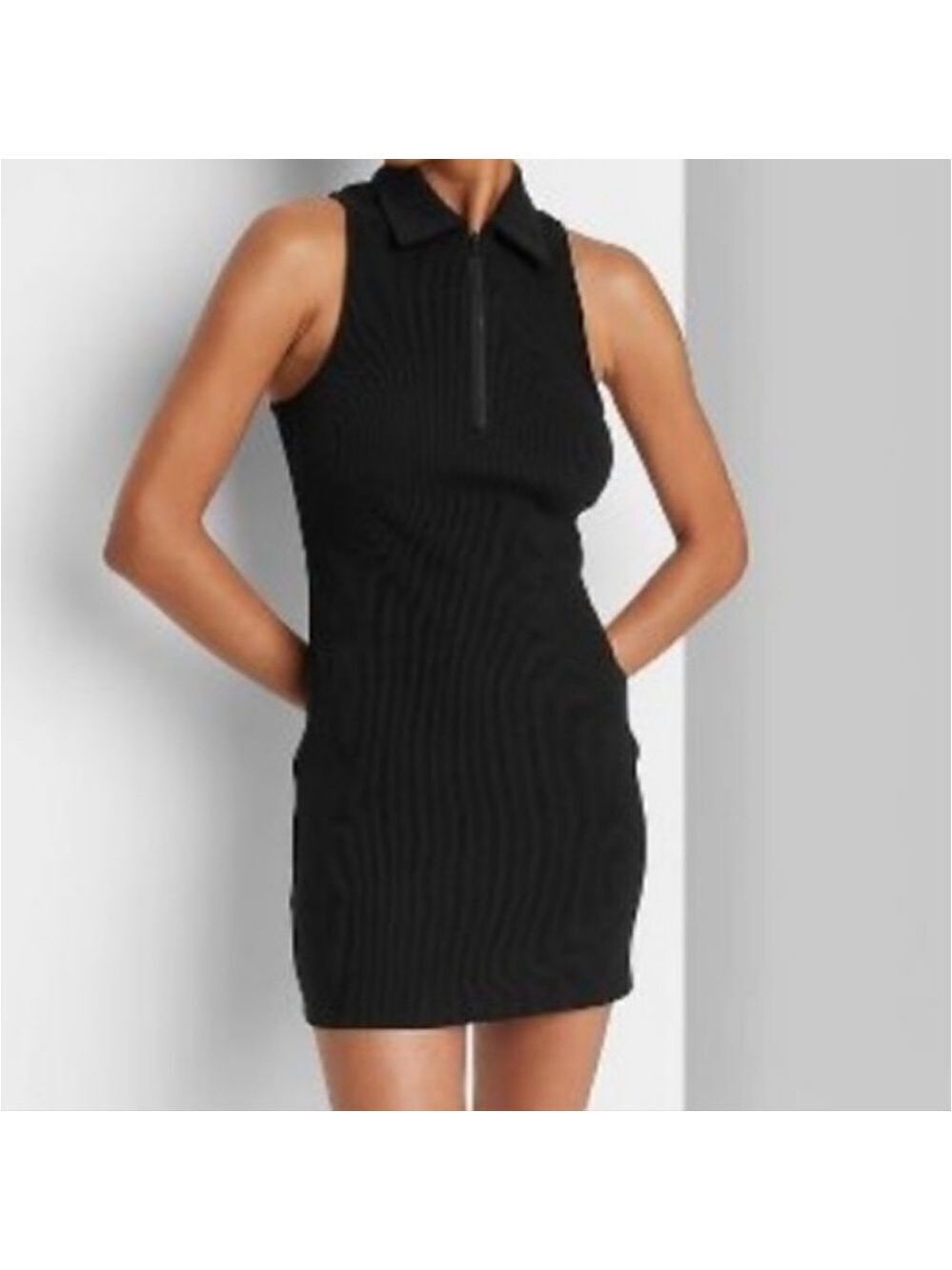 NWT Wild Fable Women's Black Sleeveless Zip-Front Polo Bodycon   Size XXL